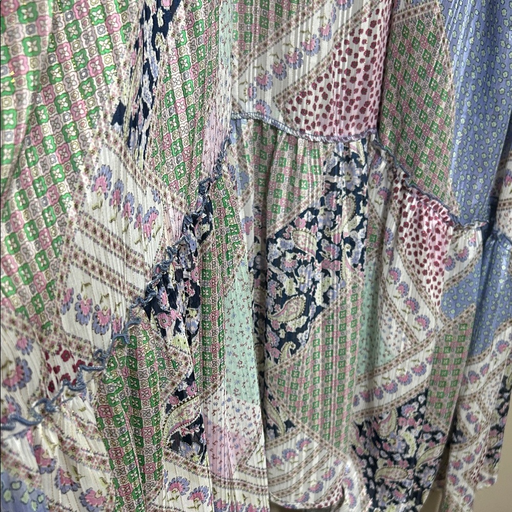 Three Bird Nest Floral Patchwork Long Kimono In P… - image 4